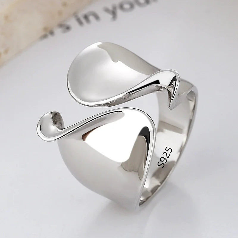 Punk Hollow Line Sterling Silver Ringtable  Jewelry