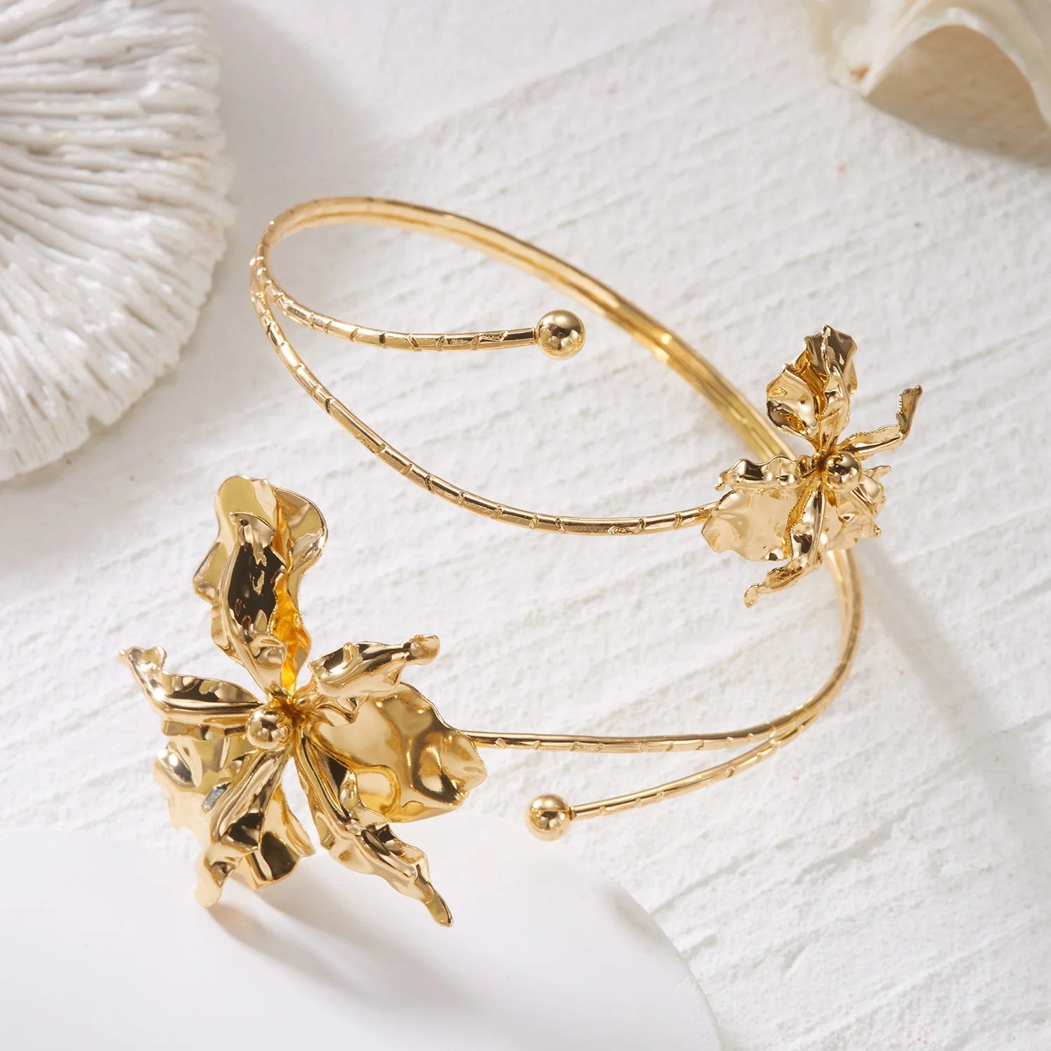 Boho Enamel Flower Open Armlet