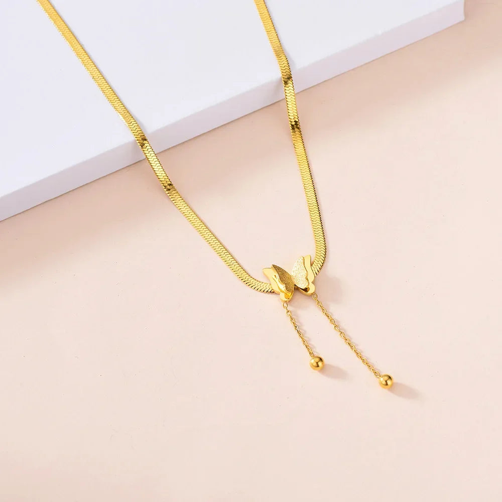 Vintage Gold Butterfly Snake Chain Choker