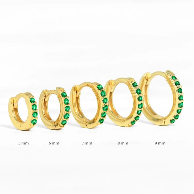 Small Gold Hoop Earrings with Crystals