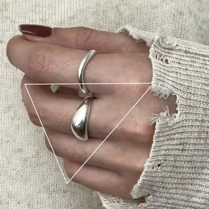 Punk Hollow Line Sterling Silver Ringtable  Jewelry