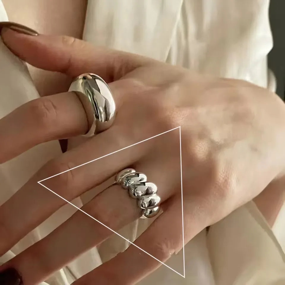 Punk Hollow Line Sterling Silver Ringtable  Jewelry