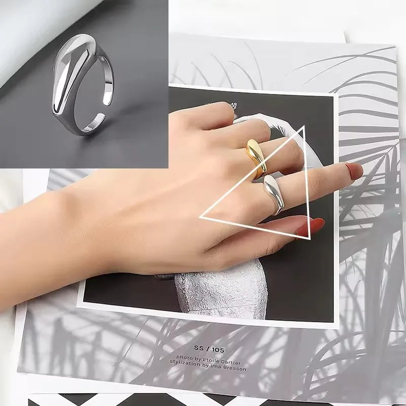 Punk Hollow Line Sterling Silver Ringtable  Jewelry