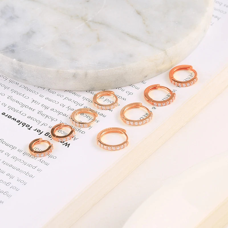 Small Gold Hoop Earrings with Crystals