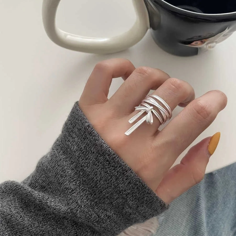 Punk Hollow Line Sterling Silver Ringtable  Jewelry
