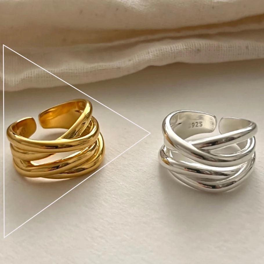 Punk Hollow Line Sterling Silver Ringtable  Jewelry