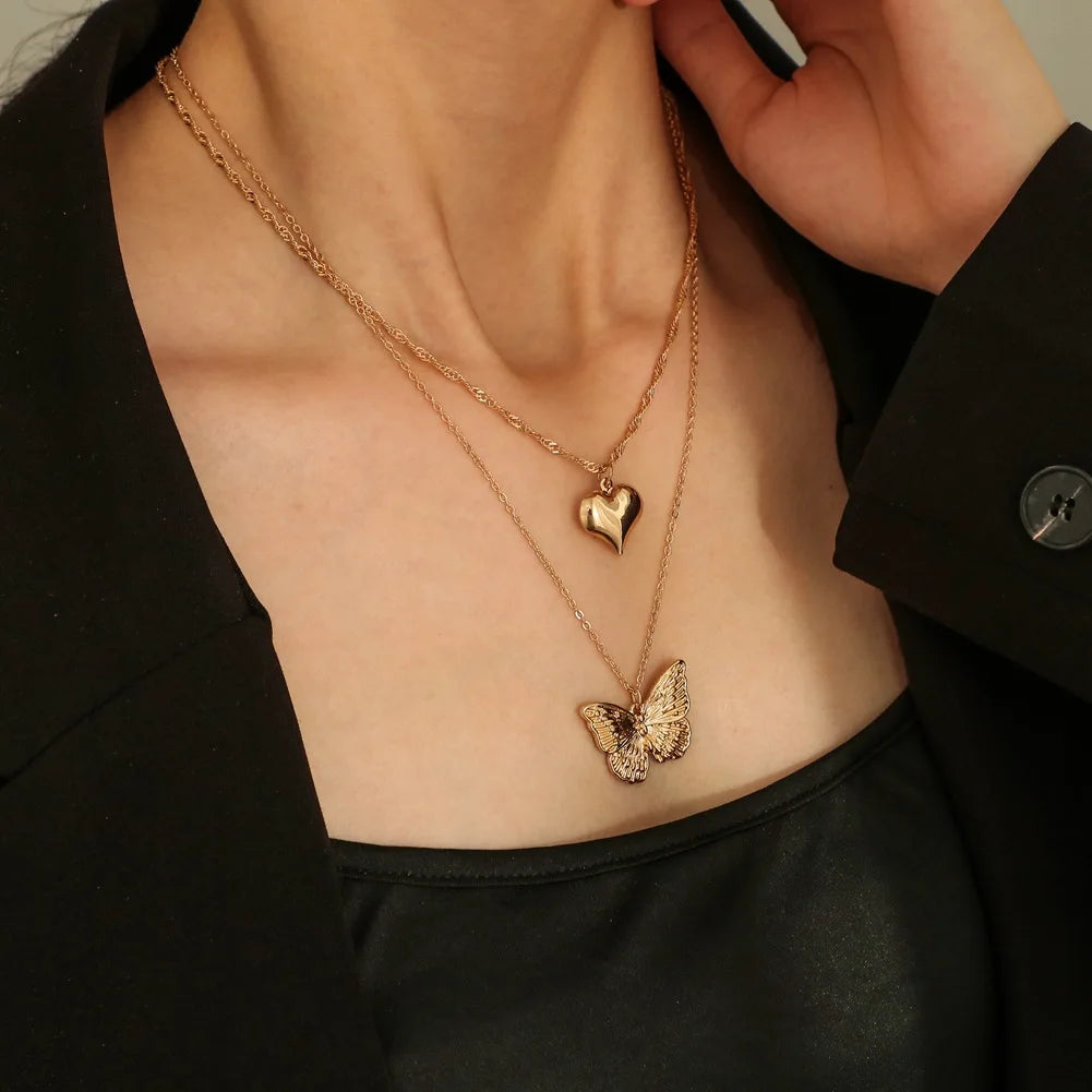Vintage Gold Butterfly Snake Chain Choker