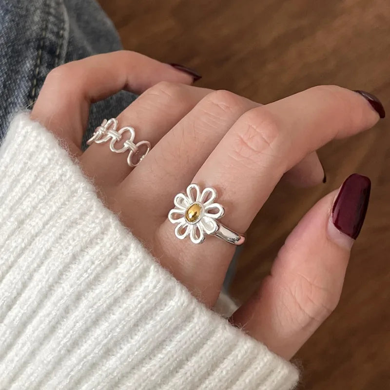 Punk Hollow Line Sterling Silver Ringtable  Jewelry