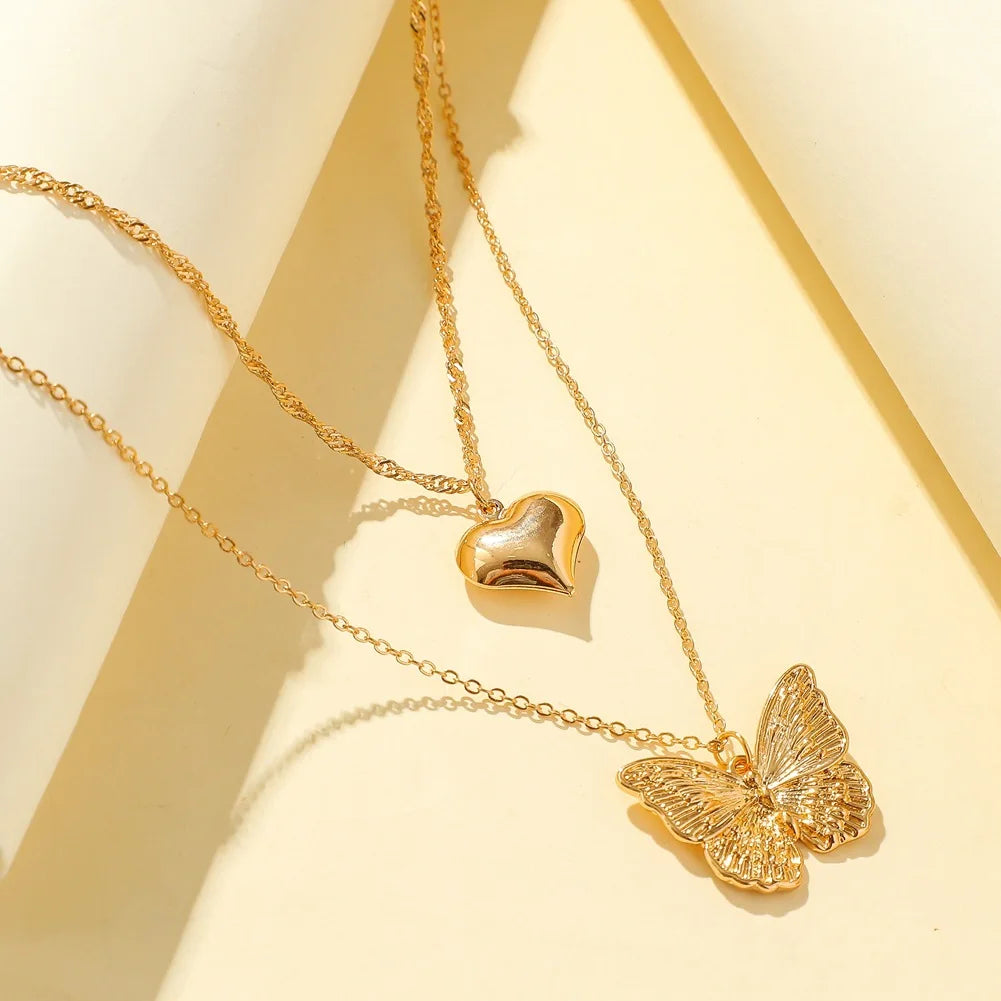 Vintage Gold Butterfly Snake Chain Choker