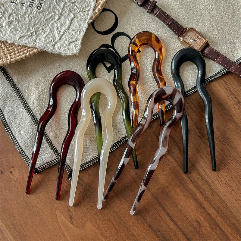 Elegant Tortoiseshell U-Shaped Hair Fork