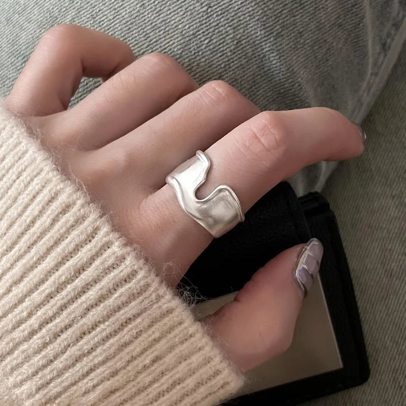 Punk Hollow Line Sterling Silver Ringtable  Jewelry