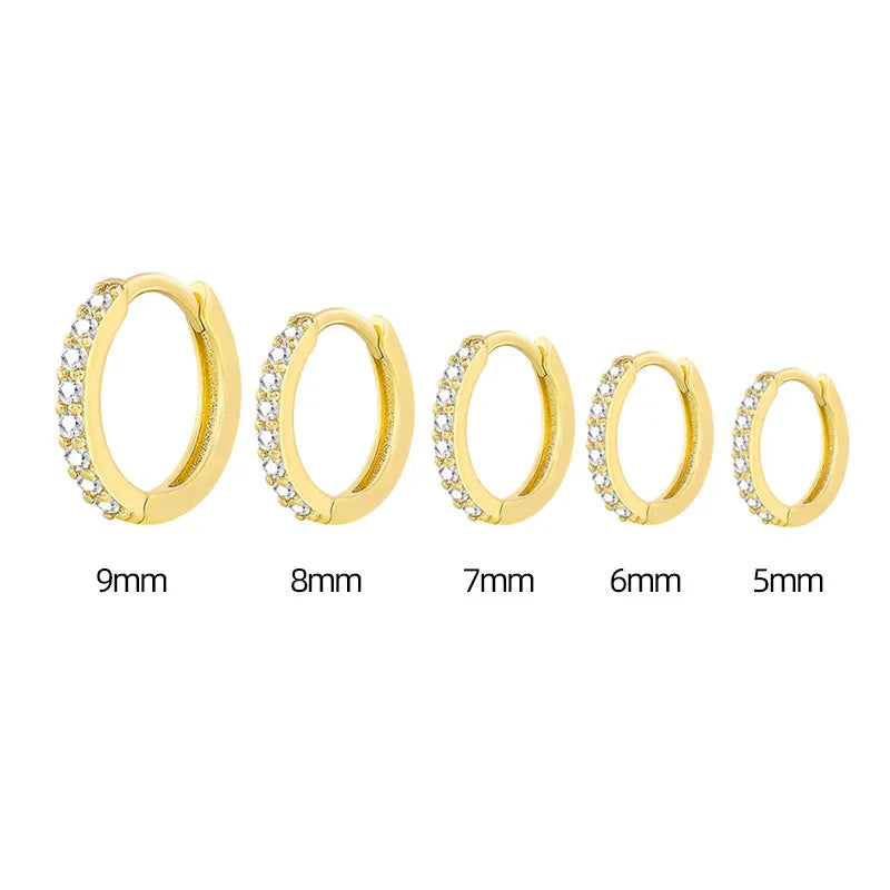 Small Gold Hoop Earrings with Crystals