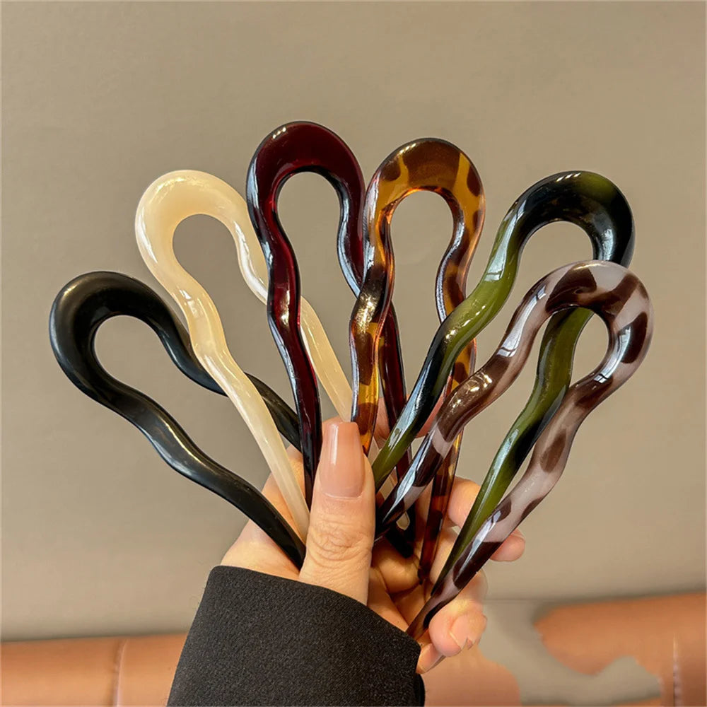 Elegant Tortoiseshell U-Shaped Hair Fork