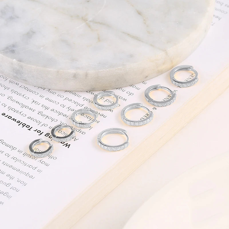Small Gold Hoop Earrings with Crystals