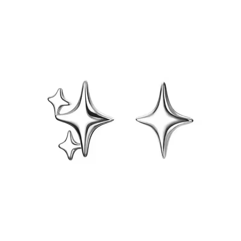 Minimalist Silver Star Tassel Chain Earrings