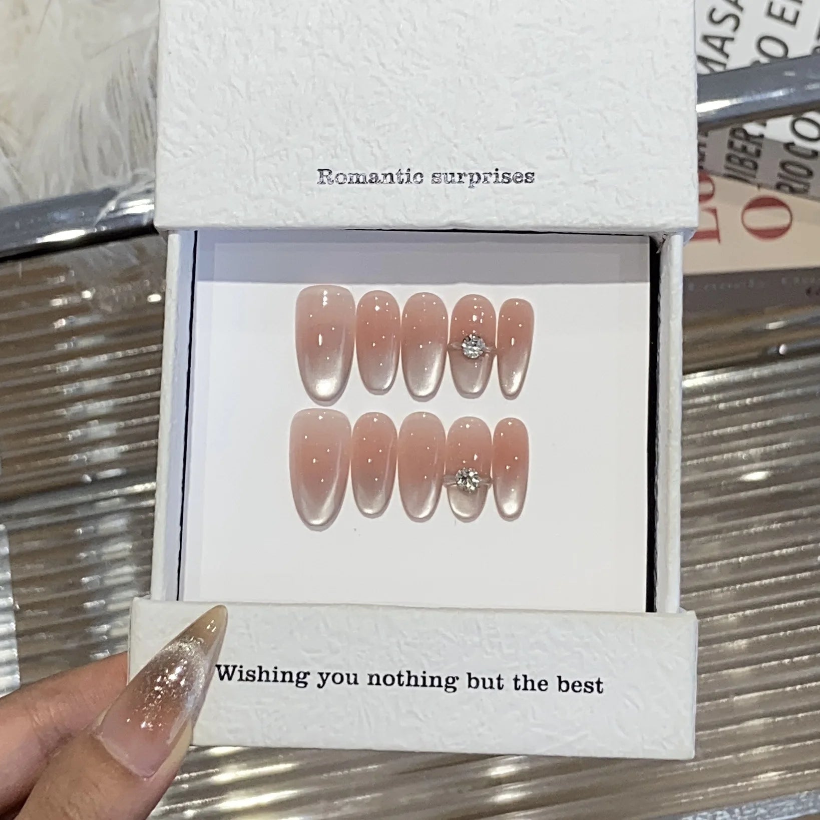 Light Blue Bow Press-On Nails