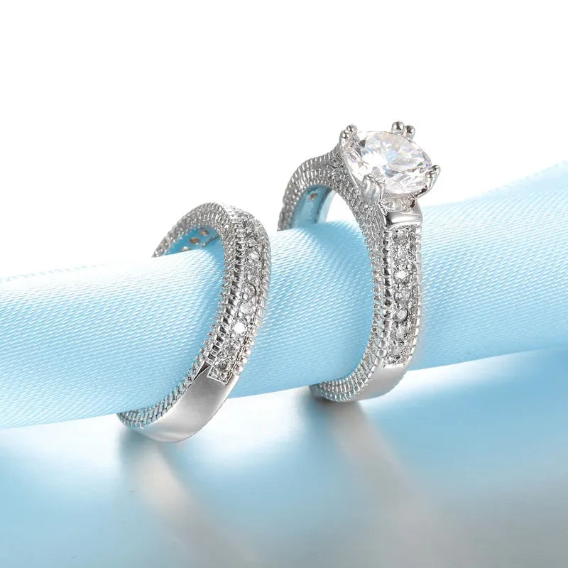 Eternity Cubic Zirconia Promise Ring Set