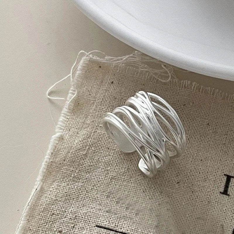 Punk Hollow Line Sterling Silver Ringtable  Jewelry