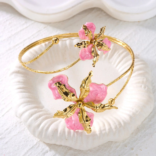 Boho Enamel Flower Open Armlet