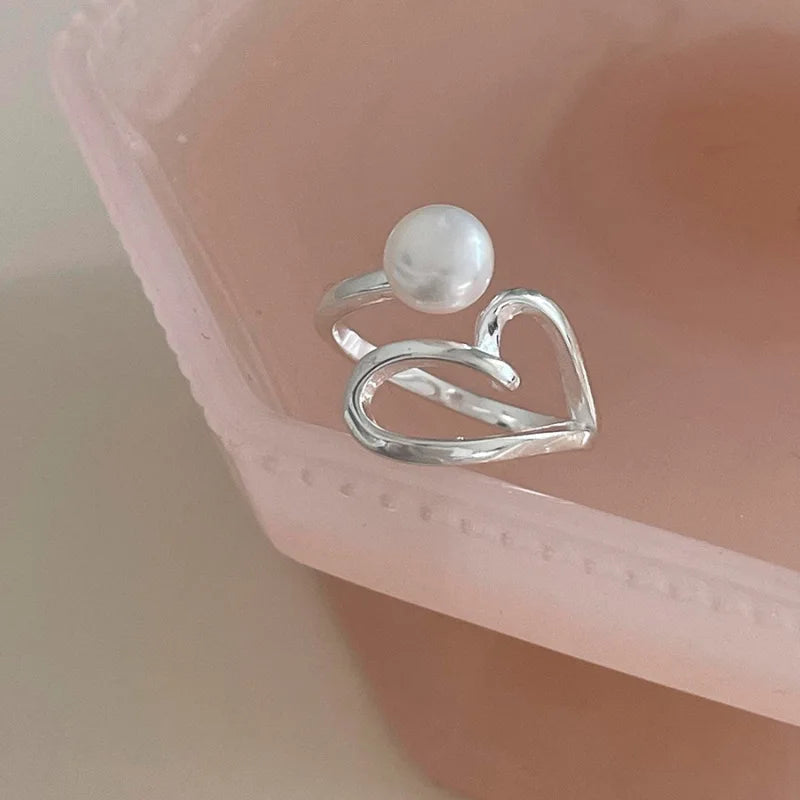 Korean Style Silver Heart Stackable Ring
